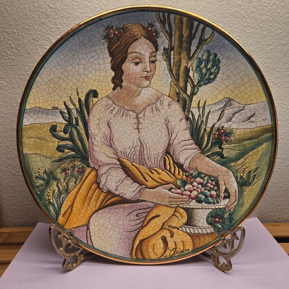 Vintage Veneto Flair Italian Art Plate "The Goddess Pomona" by V. Tiziano 1973